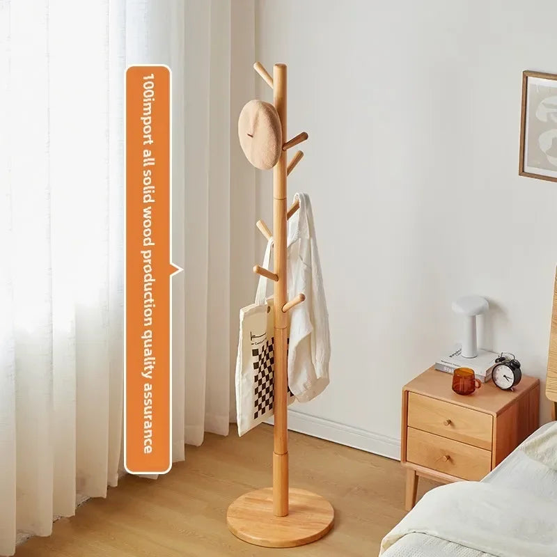 cintre en bois massif porte-manteau stable et étagère à sac - vue 4 sur 18