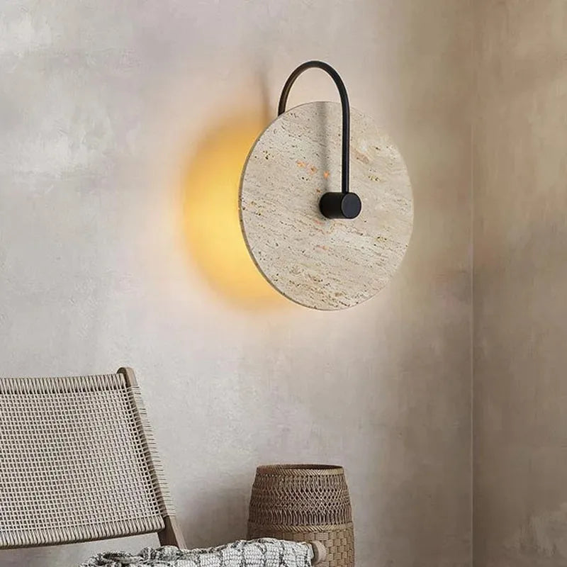 applique murale japonaise en travertin jaune à led pour hôtel et décoration - vue 5 sur 11