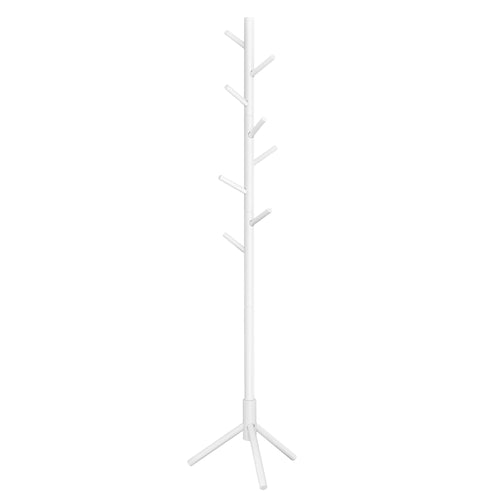 VASAGLE Standing Coat Rack, Solid Wood Coat Rack, Tree-Shaped Coat Rack with 8 Hooks, 3 Height Options, for Clothes, Hats, Bags