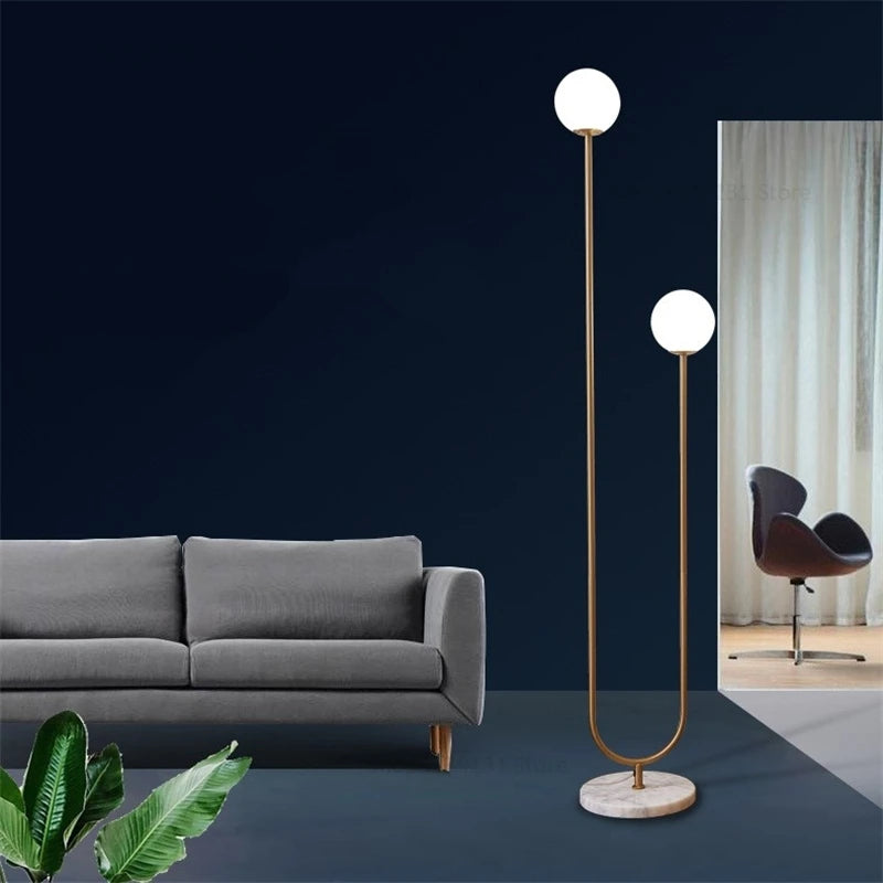 lampadaire led en verre laiteux nordique créatif vertical - vue 4 sur 11
