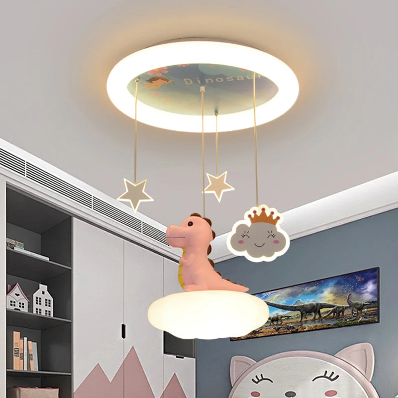 Lustre créatives pour chambre d'enfants rose vert dinosaure fille garçon enfants suspendus - vue 2 sur 9