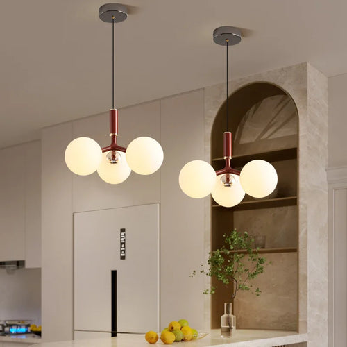 Nordischer minimalistischer Kronleuchter Magic Bean 9 aus Glas LED-Pendelleuchte - vue 2 sur 12