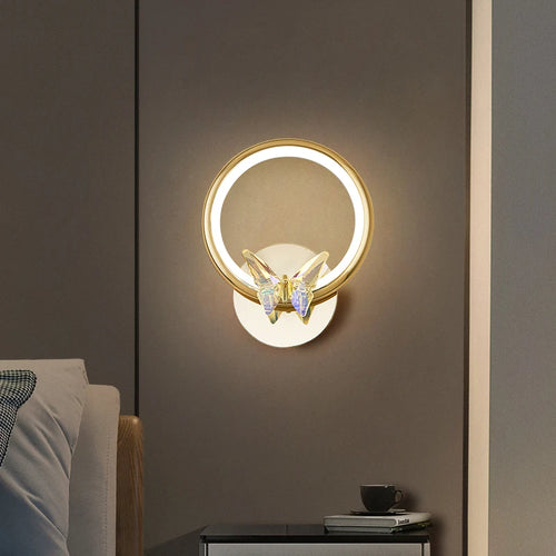 LED-Wandleuchte Kristall Schmetterling Oberfläche Gold - vue 2 sur 19