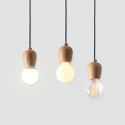 Vintage-Pendelleuchte aus Eichenholz im modernen Design - vue 2 sur 15