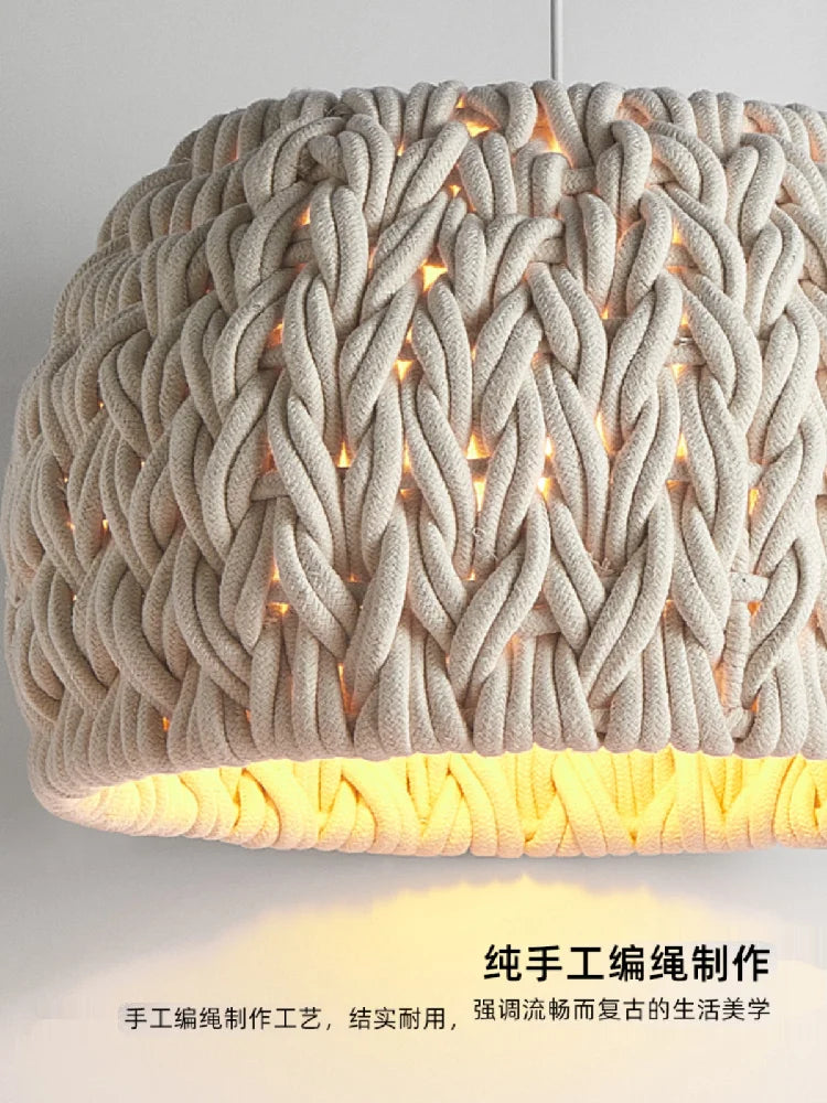 lustre nordique en corde tissée à la main pour éclairage intérieur - vue 6 sur 7