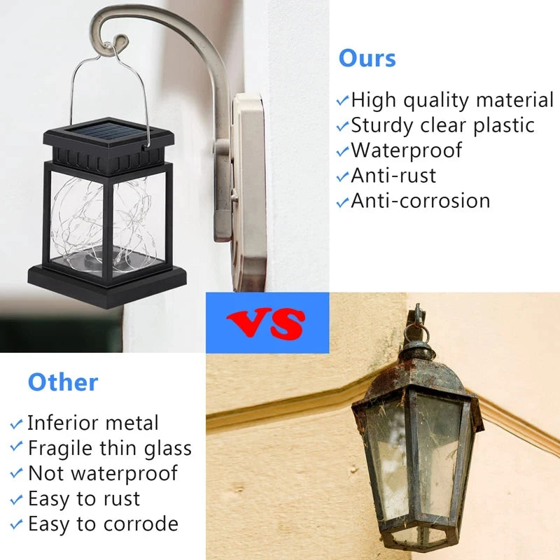 lampes solaires extérieures lanternes décoratives pour jardin et balcon - vue 8 sur 9