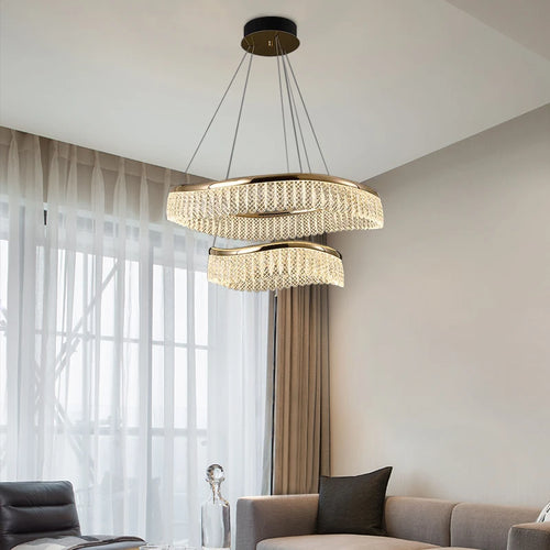 Minimalistischer LED-Kronleuchter im nordischen Stil aus Kristall - vue 2 sur 12