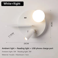 LED-Wandleuchte mit USB-Ladefunktion für Mobiltelefone
