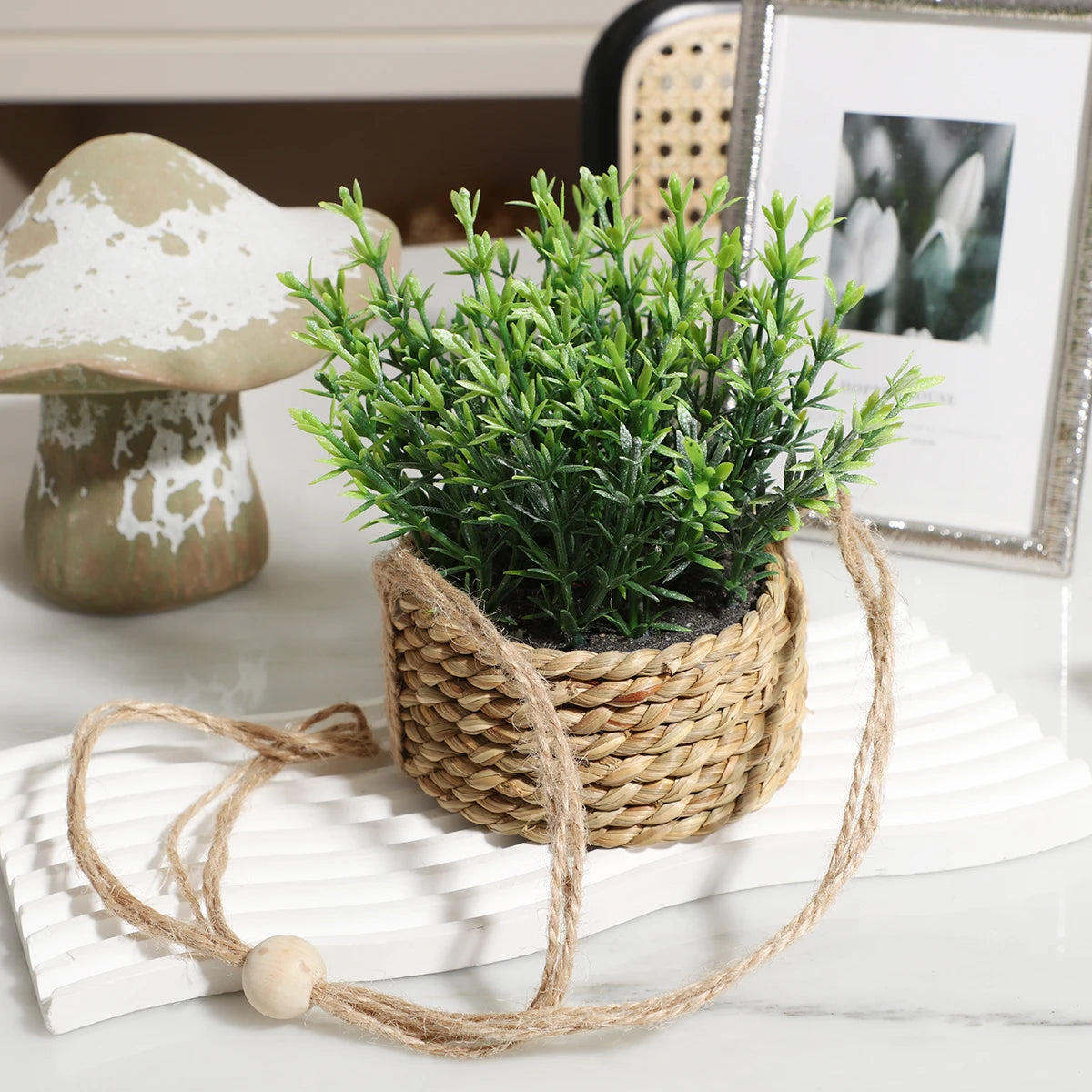 plantes artificielles eucalyptus romarin décoration verte en pot - vue 8 sur 9
