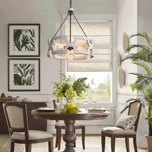 Créatif américain Rural bois lustre lumière salon salle à manger couloir magasin de vêtements boutique Restaurant suspension lampe