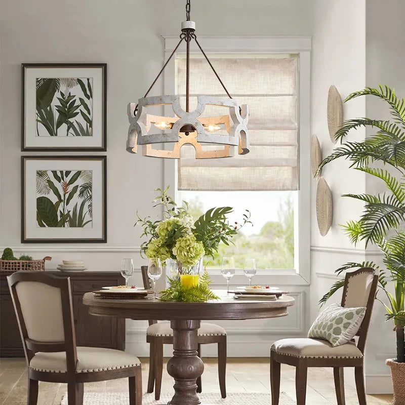 Créatif américain Rural bois lustre lumière salon salle à manger couloir magasin de vêtements boutique Restaurant suspension lampe - vue 4 sur 8