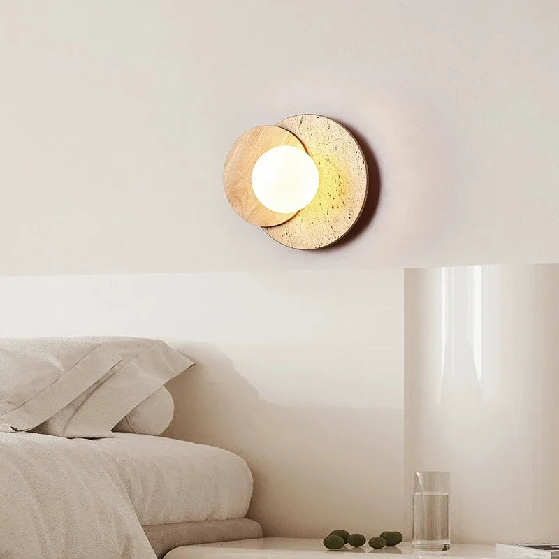 applique murale nordique à led en pierre et bois - vue 3 sur 7