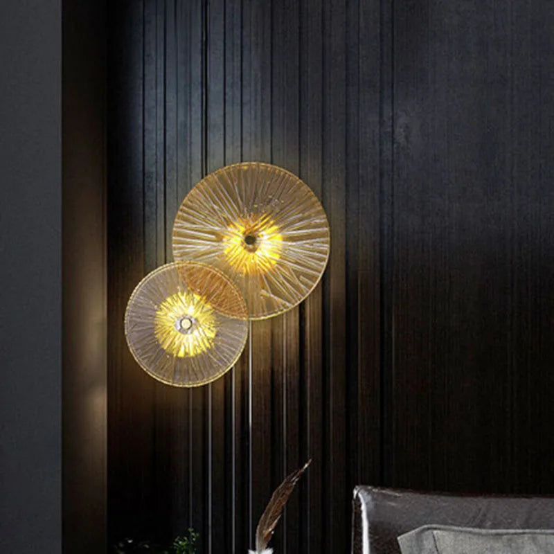 applique murale ronde moderne en cristal avec lumières led nordiques - vue 7 sur 13