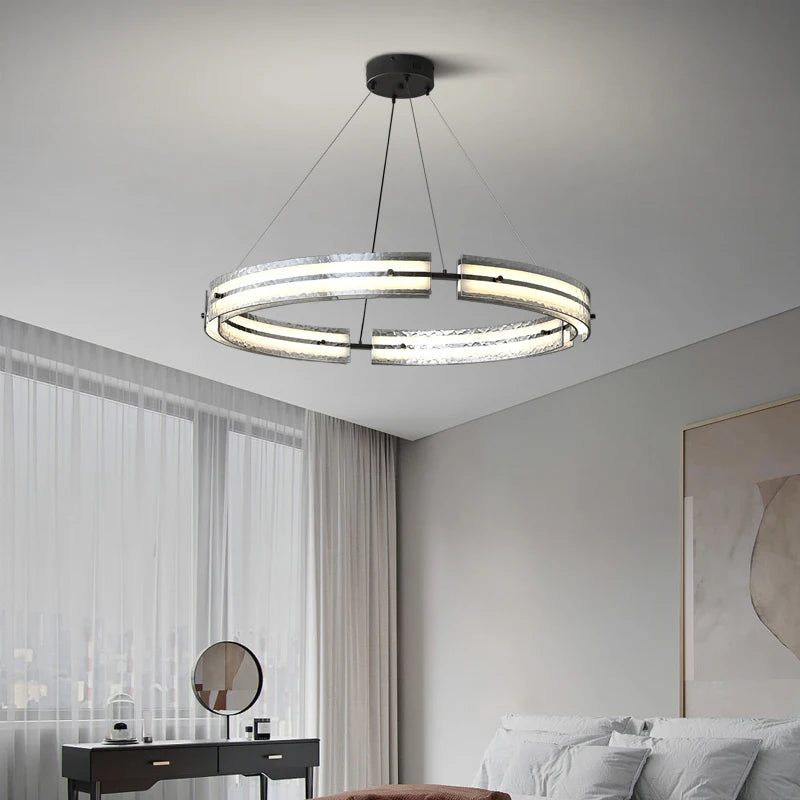 suspension en fer minimaliste avec verre ondulé pour intérieur moderne - vue 5 sur 7