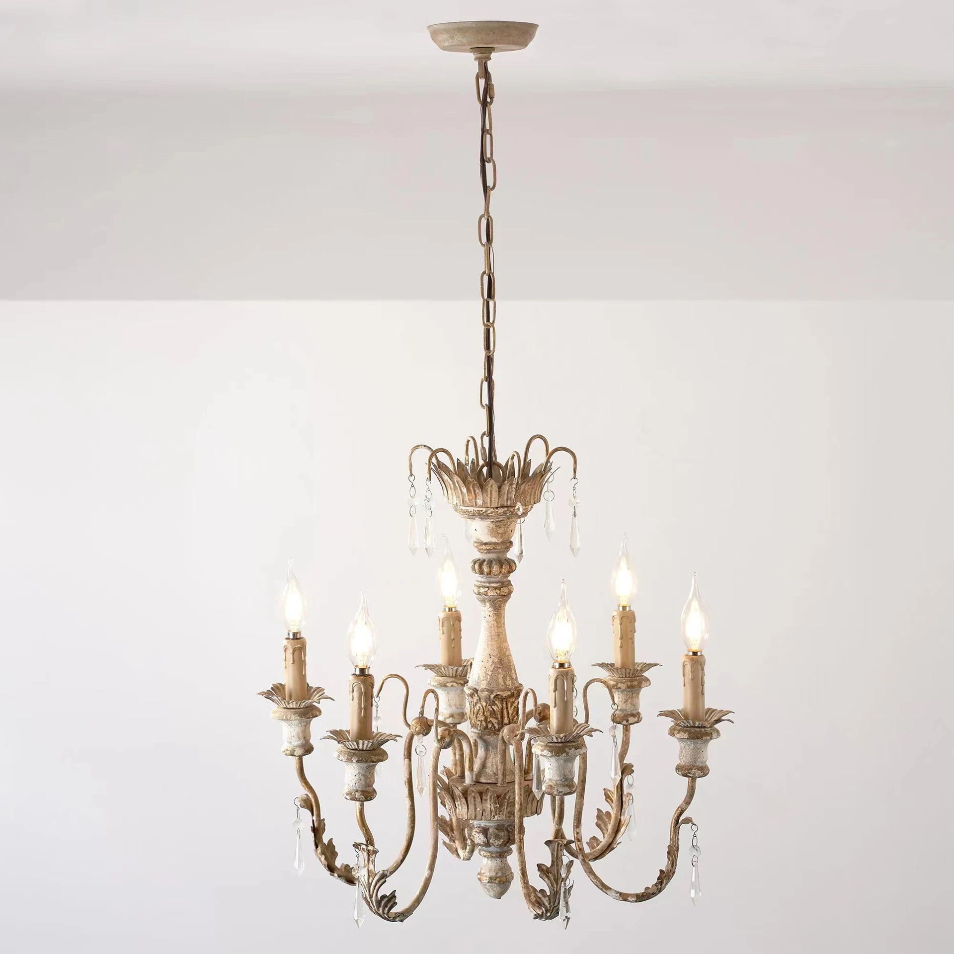 lustre en bois vintage français design art pour salon - vue 5 sur 6