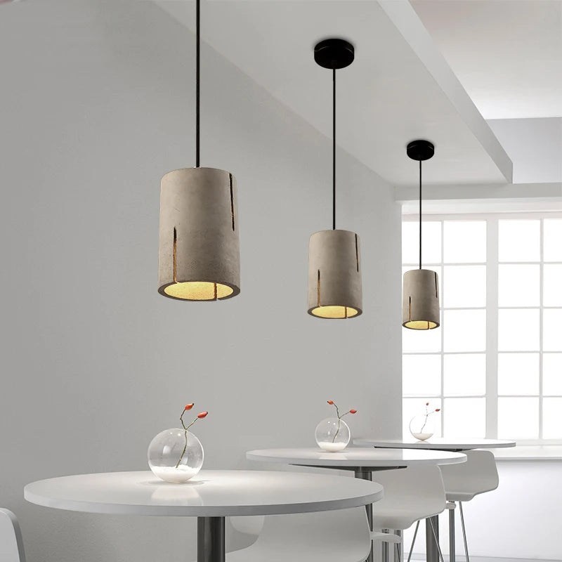 Retro-Pendelleuchte im industriellen Stil aus dekorativem Zement für Restaurant - vue 3 sur 9