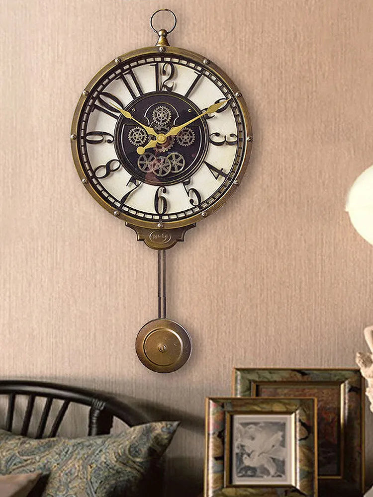 horloge murale rétro silencieuse style américain cadeau décoratif - vue 4 sur 7