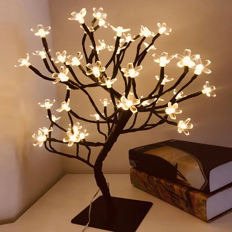 lampe de table led arbre cerisier cristal veilleuse nordique - vue 17 sur 19