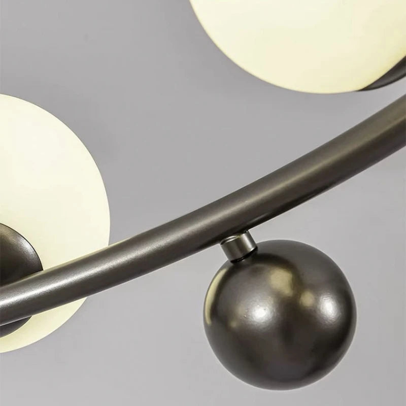 suspension moderne en métal et verre blanc design élégant et réglable - vue 7 sur 13