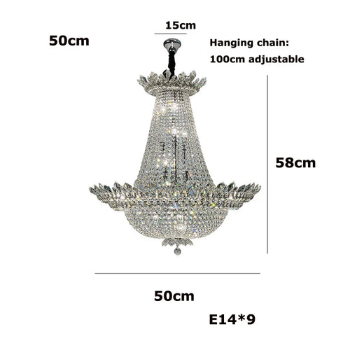 lustre led k9 cristal palace à intensité variable pour un éclairage élégant