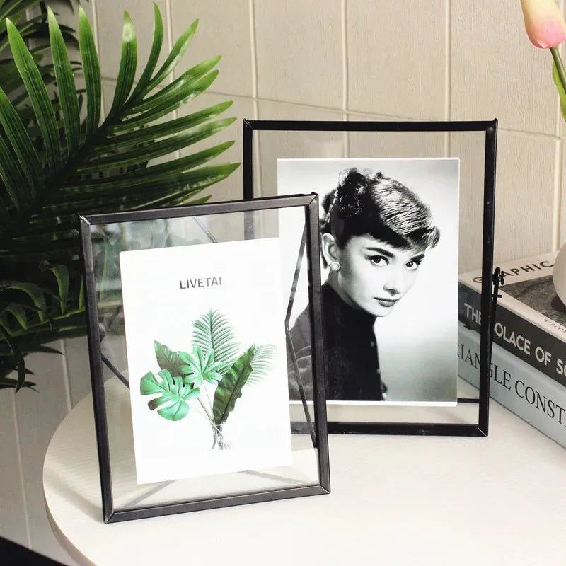cadre photo en verre flottant avec fleurs pressées décoratif - vue 6 sur 8