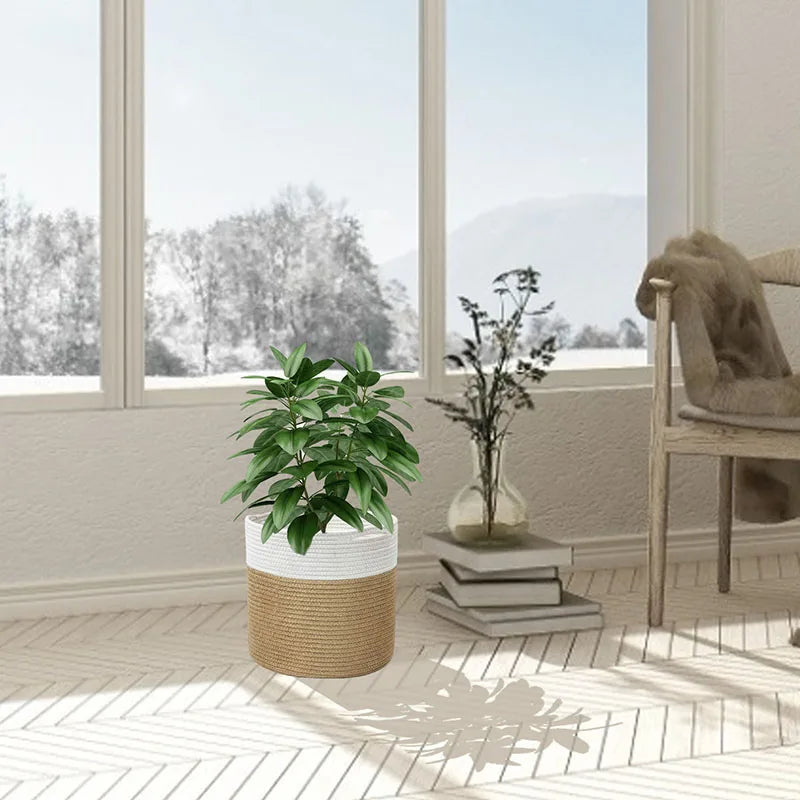 panier en corde de coton pour plantes et rangement intérieur - vue 6 sur 12