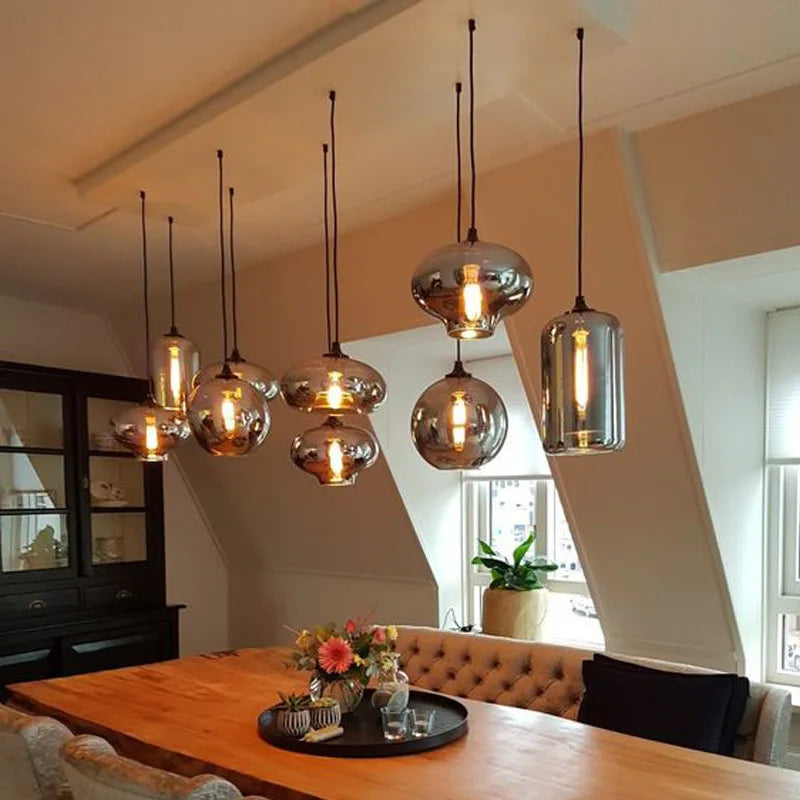 lustre nordique en verre pour éclairage moderne de restaurant et café - vue 4 sur 22