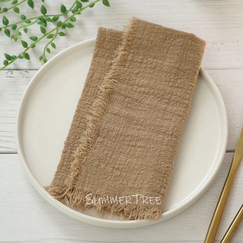 Serviette de table gaze de coton style rustique - vue 7 sur 7