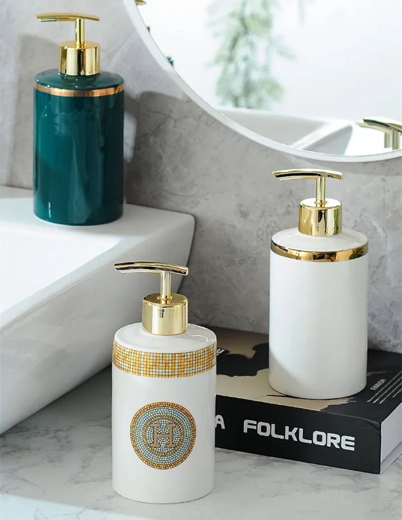 flacons à pompe en céramique vides pour cosmétiques et désinfectants - vue 2 sur 9