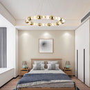Kronleuchter LED Acrylkugel Mit Goldenem Ring Und Verstellbaren Kabeln