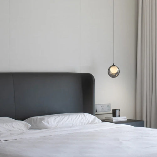 Nordischer Glas-Lampenschirm LED minimalistisch Design Leuchte - vue 3 sur 5