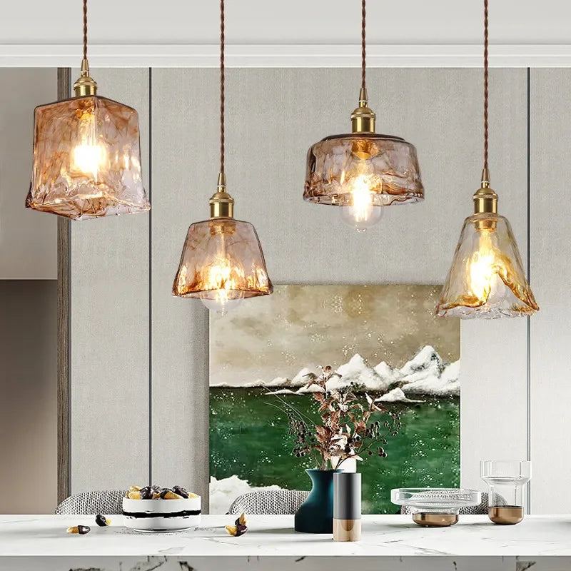 lustre en verre rétro nordique pour café et restaurant