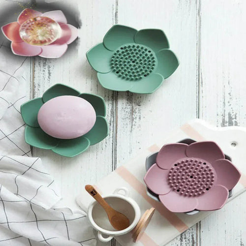 boîte à savon lotus antidérapante en silicone portable