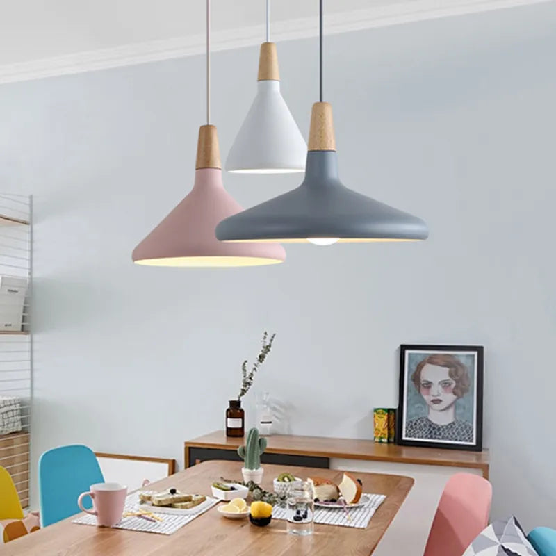 suspension moderne nordique en bois et aluminium pour décoration