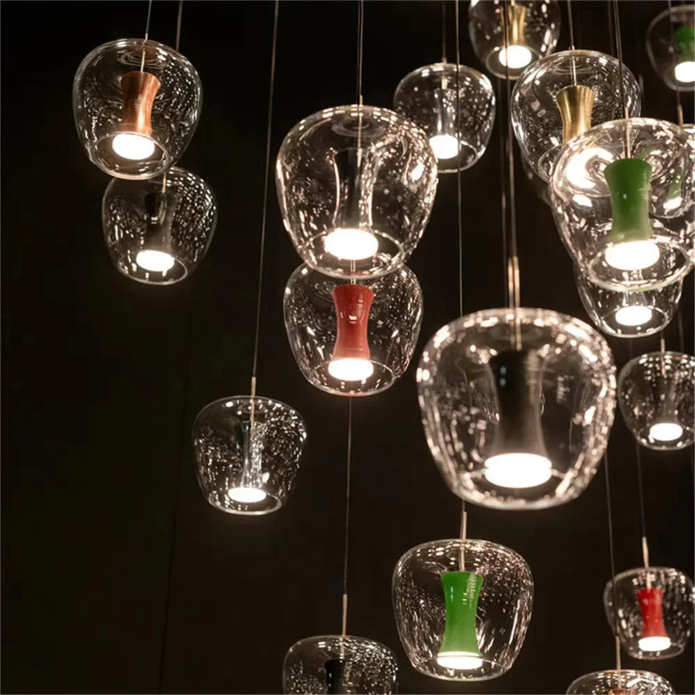 suspension led en verre transparent au design moderne pour décoration intérieure - vue 4 sur 10