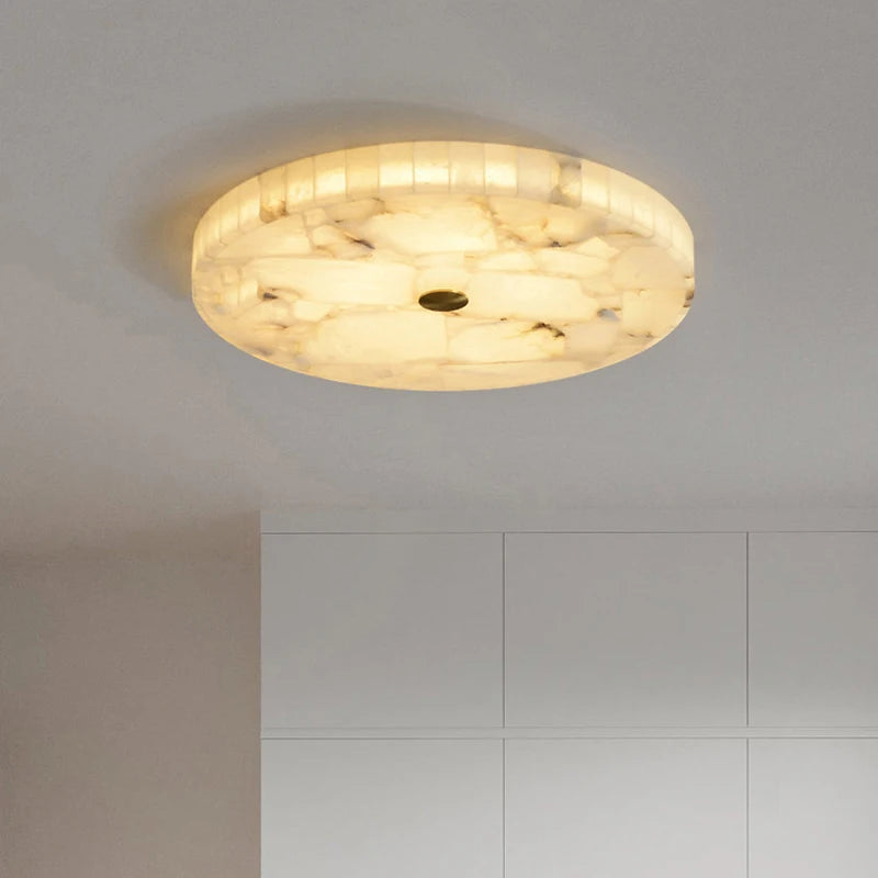 plafonnier led circulaire en marbre texture naturelle style européen
