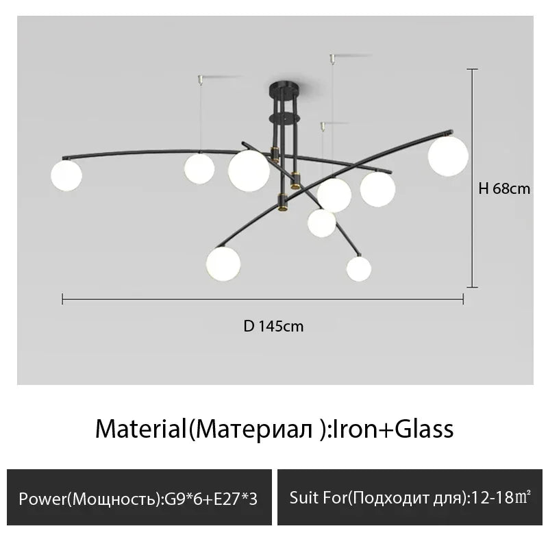 lustre moderne en verre style nordique pour décoration intérieure - vue 12 sur 12