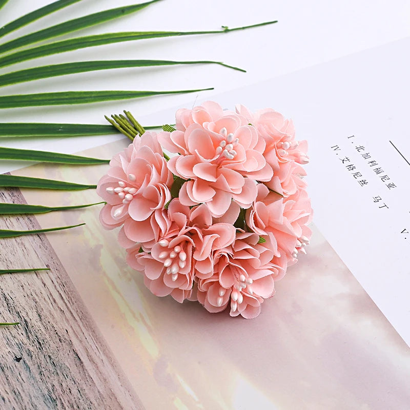 bouquet de mini fleurs d'hortensia artificielles pour décoration et bricolage - vue 15 sur 15