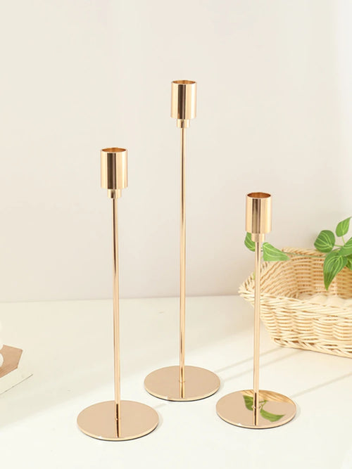lot de 3 bougeoirs en métal décoration élégante pour mariage et fêtes