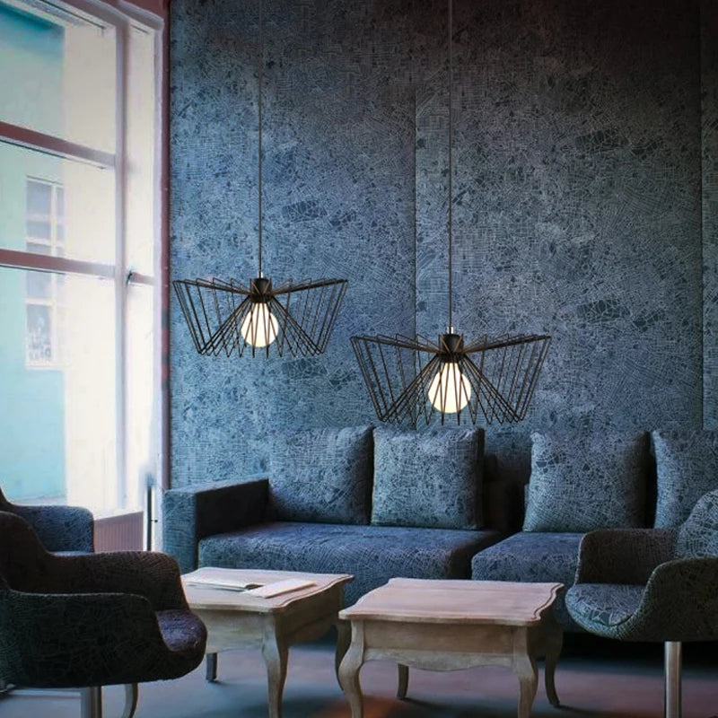 suspension créative en fer avec éclairage led décoratif - vue 3 sur 7
