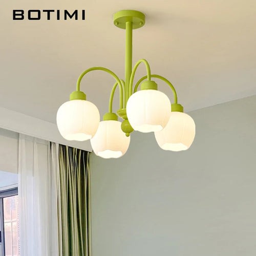 lustre moderne botimi avec 8 abat-jour en verre nordiques