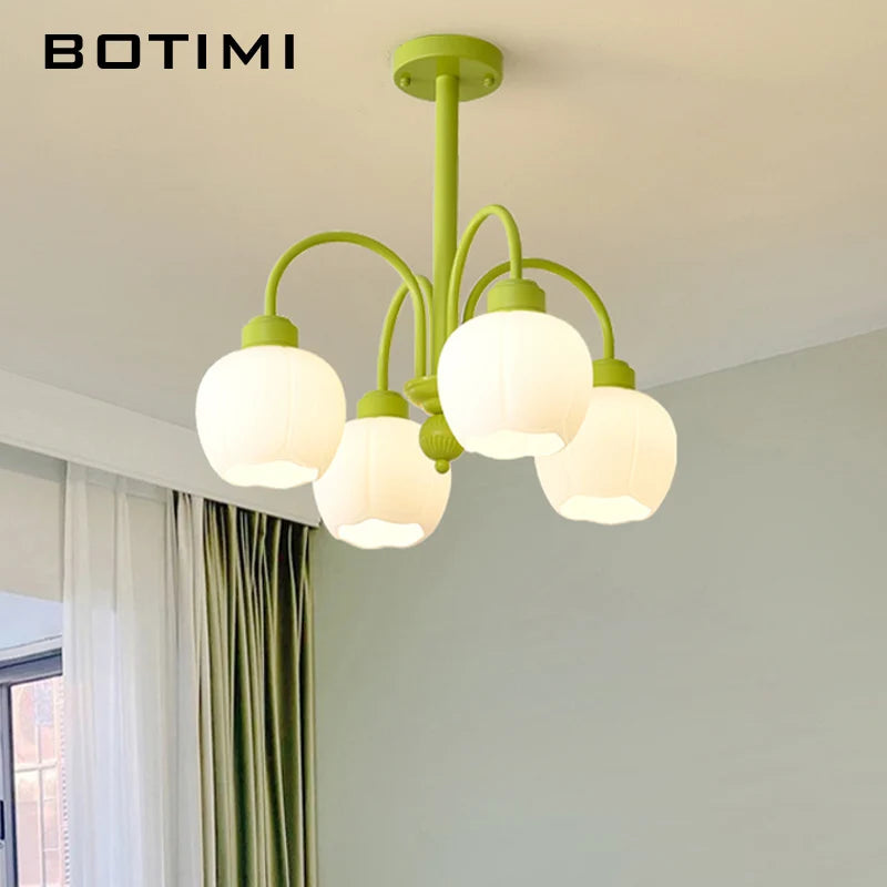 lustre moderne botimi avec 8 abat-jour en verre nordiques - vue 4 sur 13