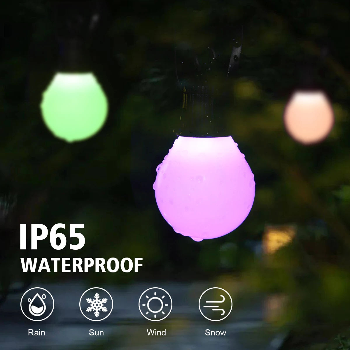 guirlande lumineuse led extérieure étanche bluetooth 25 ampoules décoratives - vue 5 sur 6