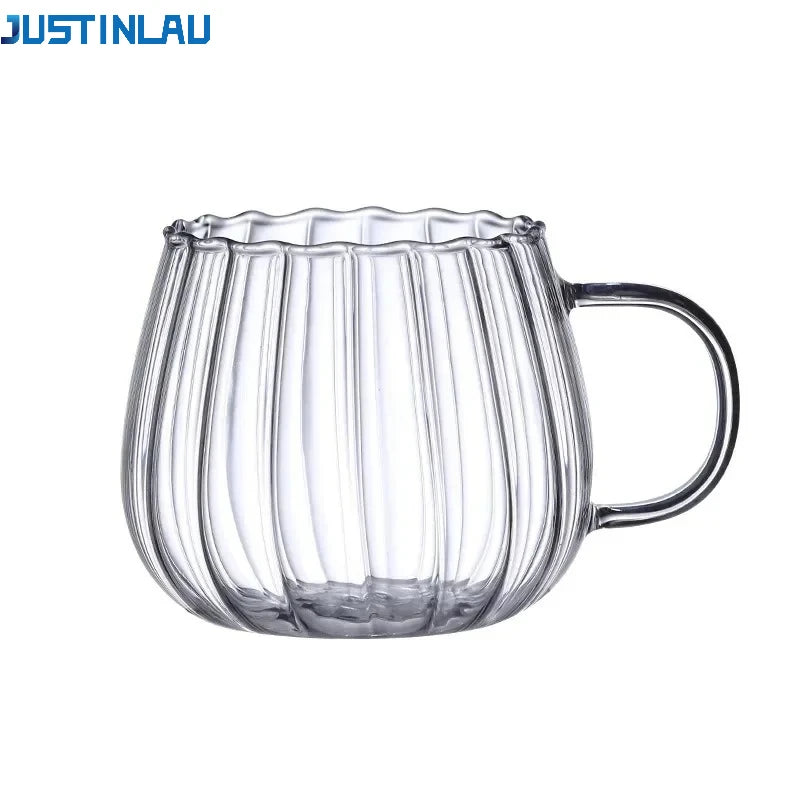 Tasses cafe verre borosilicate striees 400 ml petitjeuner - vue 2 sur 7