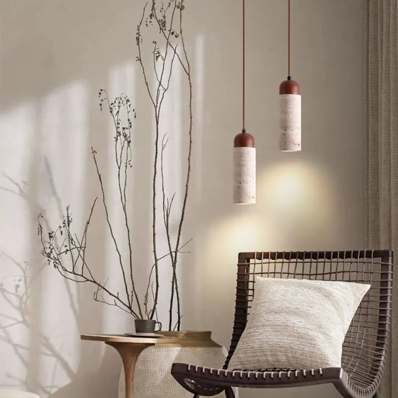 Vintage LED-Kronleuchter aus Naturstein für Retro-Dekoration - vue 3 sur 6