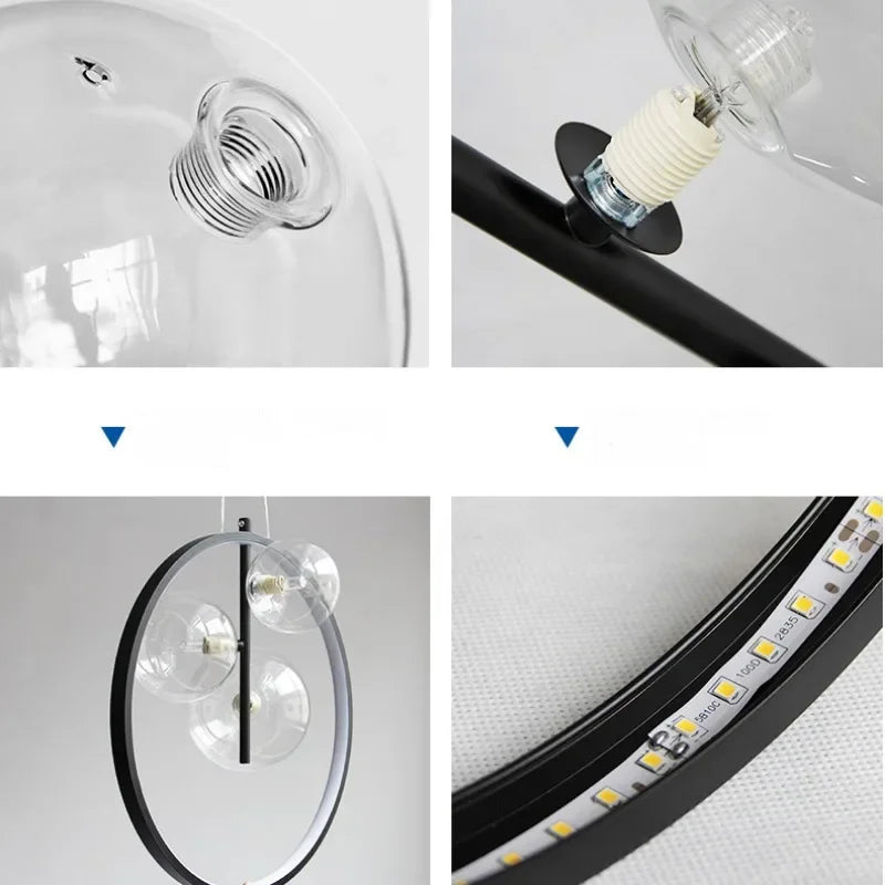 suspension en verre à bulles design moderne pour restaurant - vue 6 sur 9