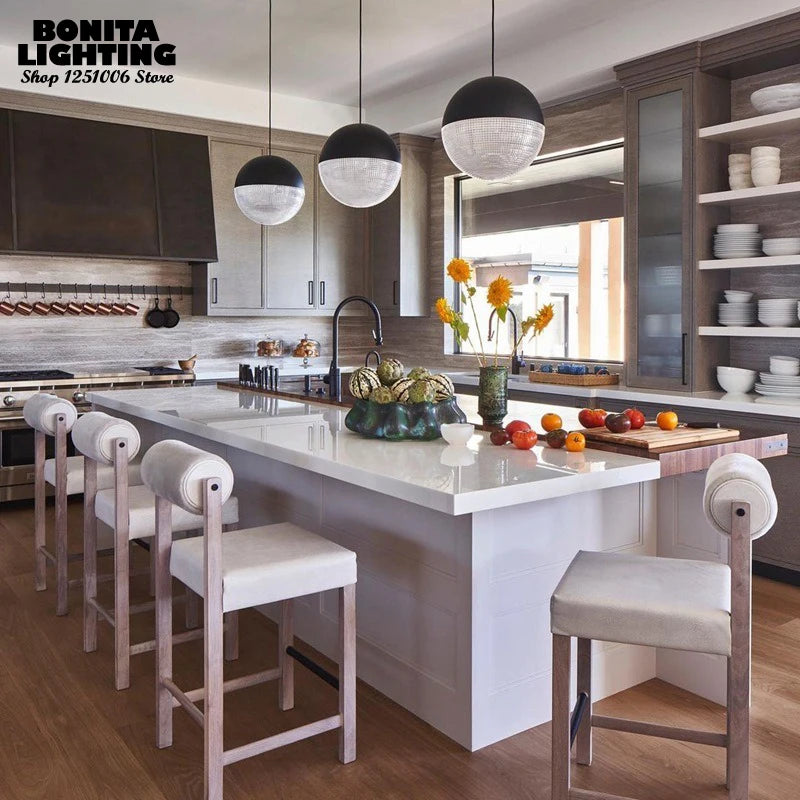 suspension nordique en verre à carreaux pour décoration moderne - vue 6 sur 12