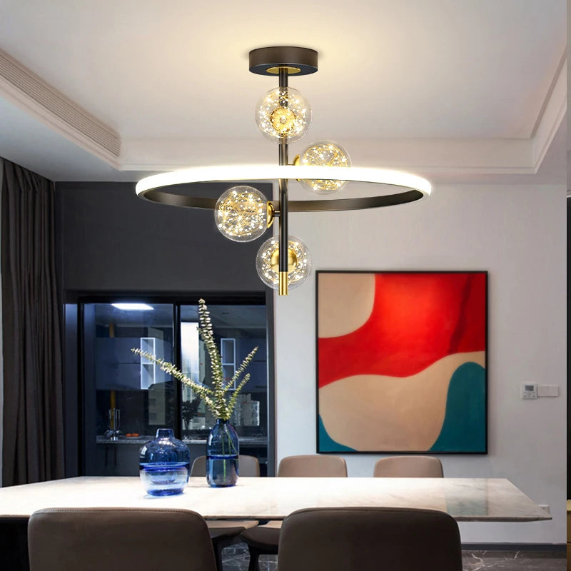 lustre nordique moderne à led simple boule pour éclairage intérieur - vue 3 sur 16