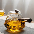 Théière verre borosilicate poignée bois résistante chaleur