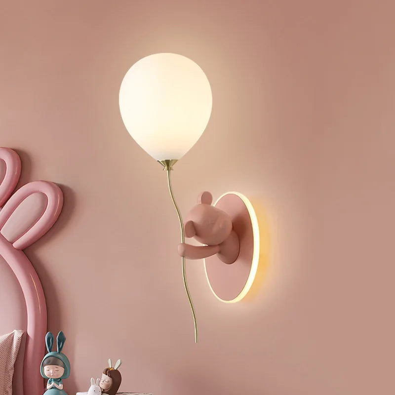 Applique murale nordique créative led avec dessin animé ours ballon - vue 4 sur 17